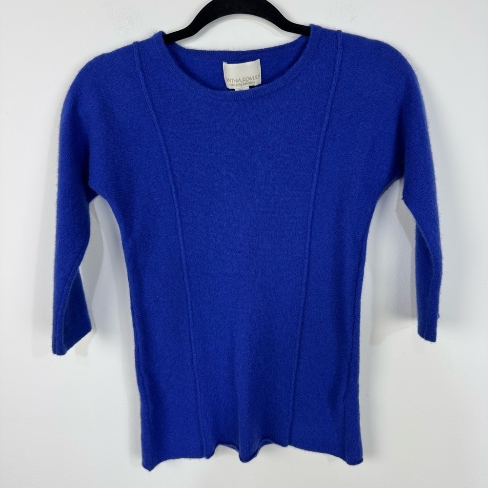 Cynthia Rowley 100% Cashmere Royal Blue Crewneck Sweater